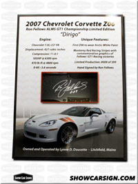 2007 Chevy Corvette Z06 Car Show Board