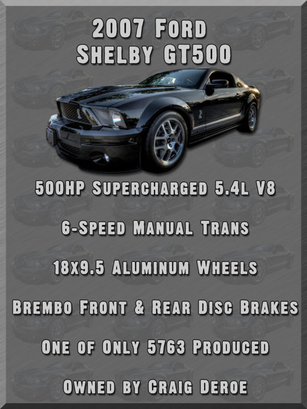 2007 Shelby Mustang Car Show Board