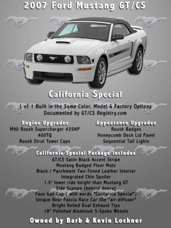 2007 Ford Mustang Car Show Board