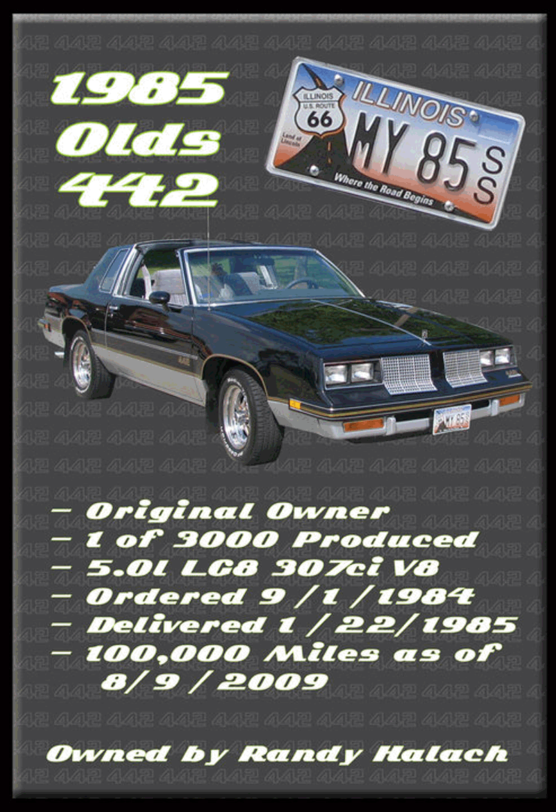 1985 Olds 442 Car Show Sign