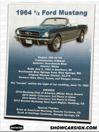 1964 Ford Mustang Car Show Board