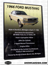1966 Ford Mustang Car Show Board