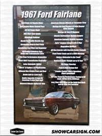 1967 Ford Fairlane Car Show Board
