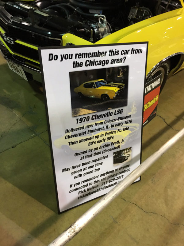 1970 Chevelle LS6 Car Show Display Sign
