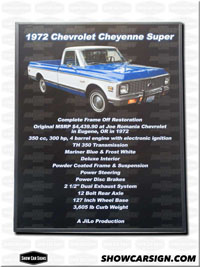 1972 Chevrolet Cheyenne Car Show Board