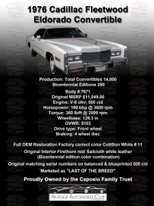 76 Cadillac Fleetwood Car Show Board