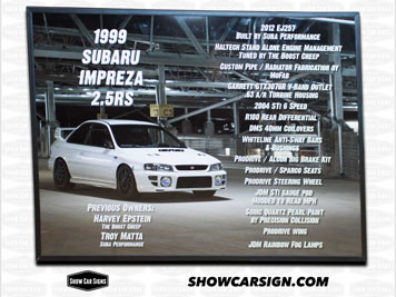 1999 Subaru Impreza Car Show Board