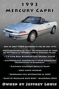 Mercury Capri Show Car Sign