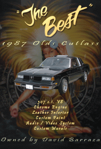 1987 Olds Cutlas Car Show Sign