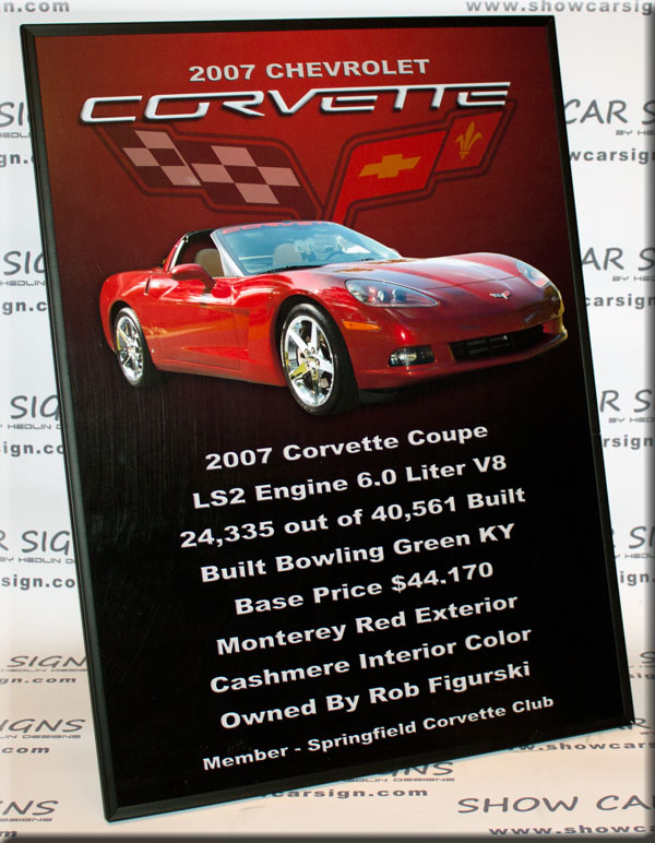2007 Corvette Show Car Sign