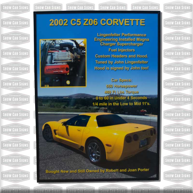 2002 ZO6 Corvette Car Show Board