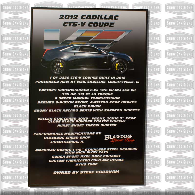 2012 Cadillac CTS-V Car Show Board