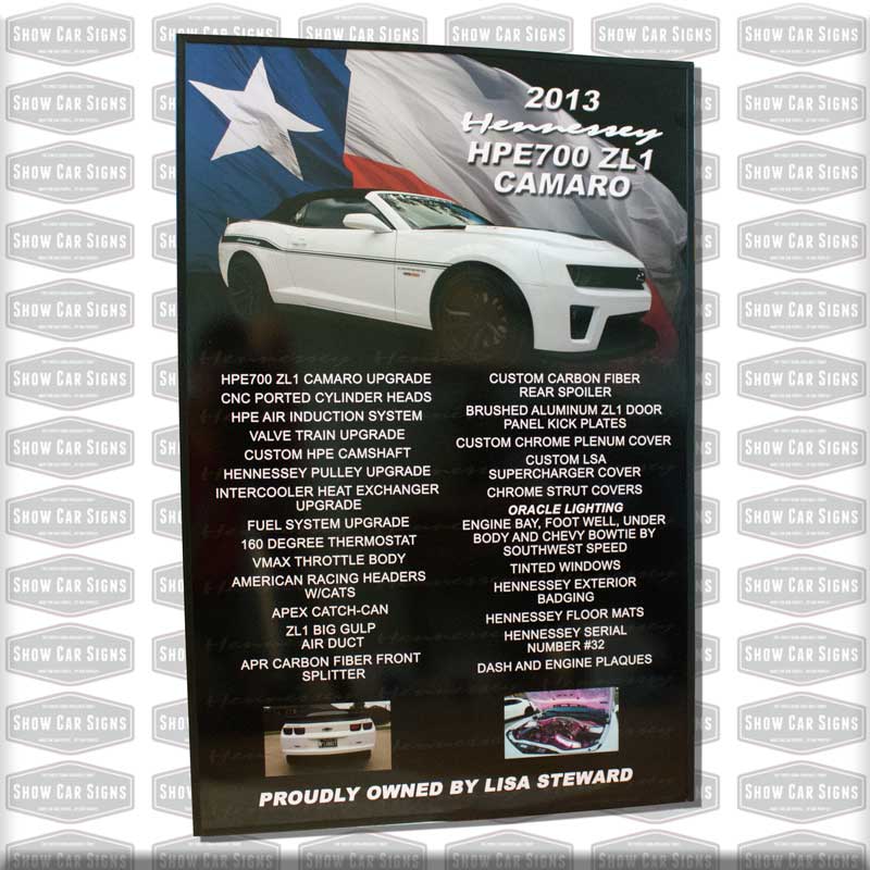 2013 ZL1 Camaro Car Show Board