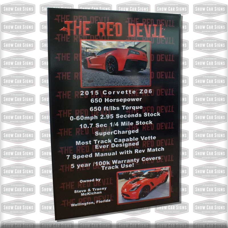 2015 ZO6 Corvette Car Show Board