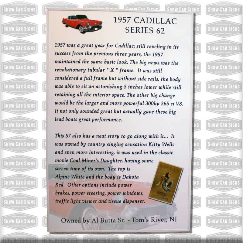 57-Cadillac Car Show Board