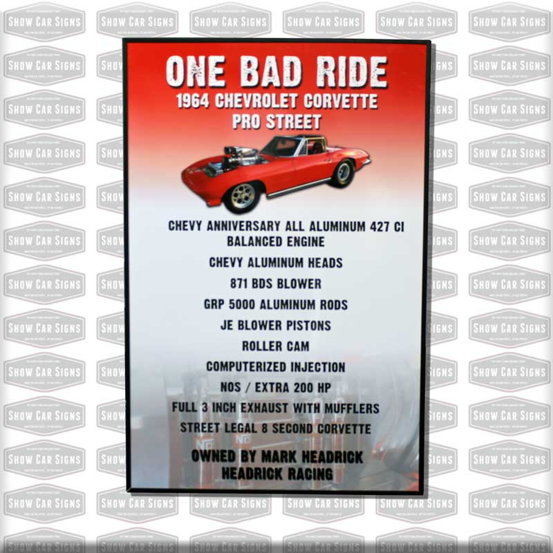 64 Corvette Car Show Board