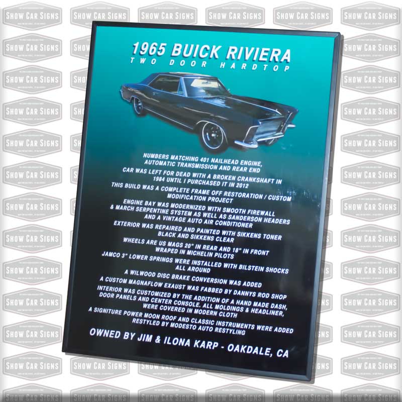 65 Riviera Car Show Board