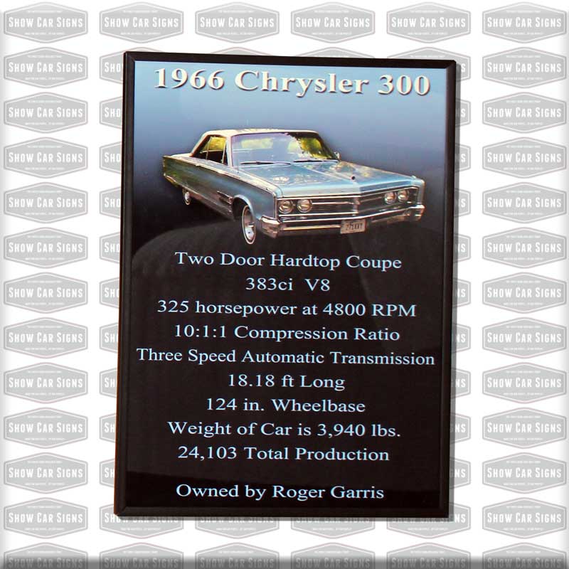 66 Chrysler 300 Car Show Board