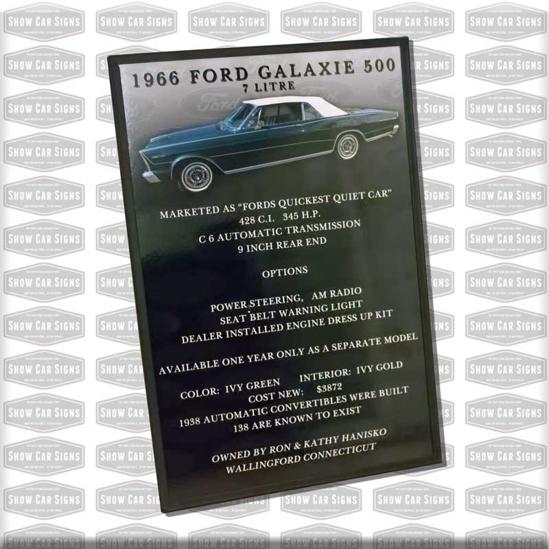 66 Galaxie Car Show Board