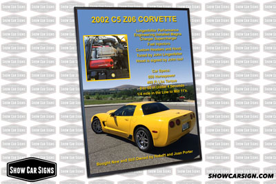 2002 Corvette Z06 Car Show Board