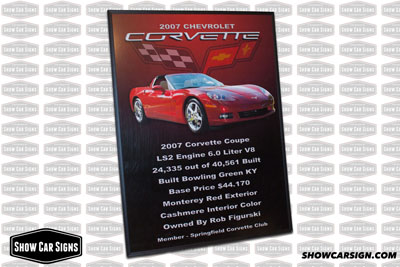 2007 Corvette Car Show Board