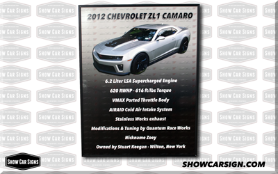 2012 Camaro Car Show Board