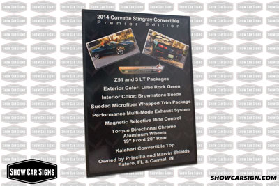 2014 Corvette Stingray Car Show Board