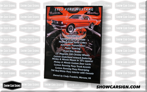 1965 Mustang Car Show Board