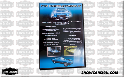 1973 Camaro Car Show Board