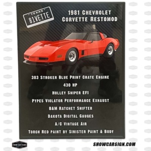 Chevy Corvette Car Show Board