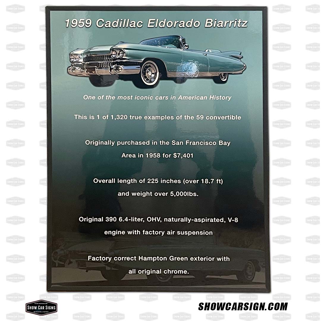 Cadillac Eldorado Car Show Board