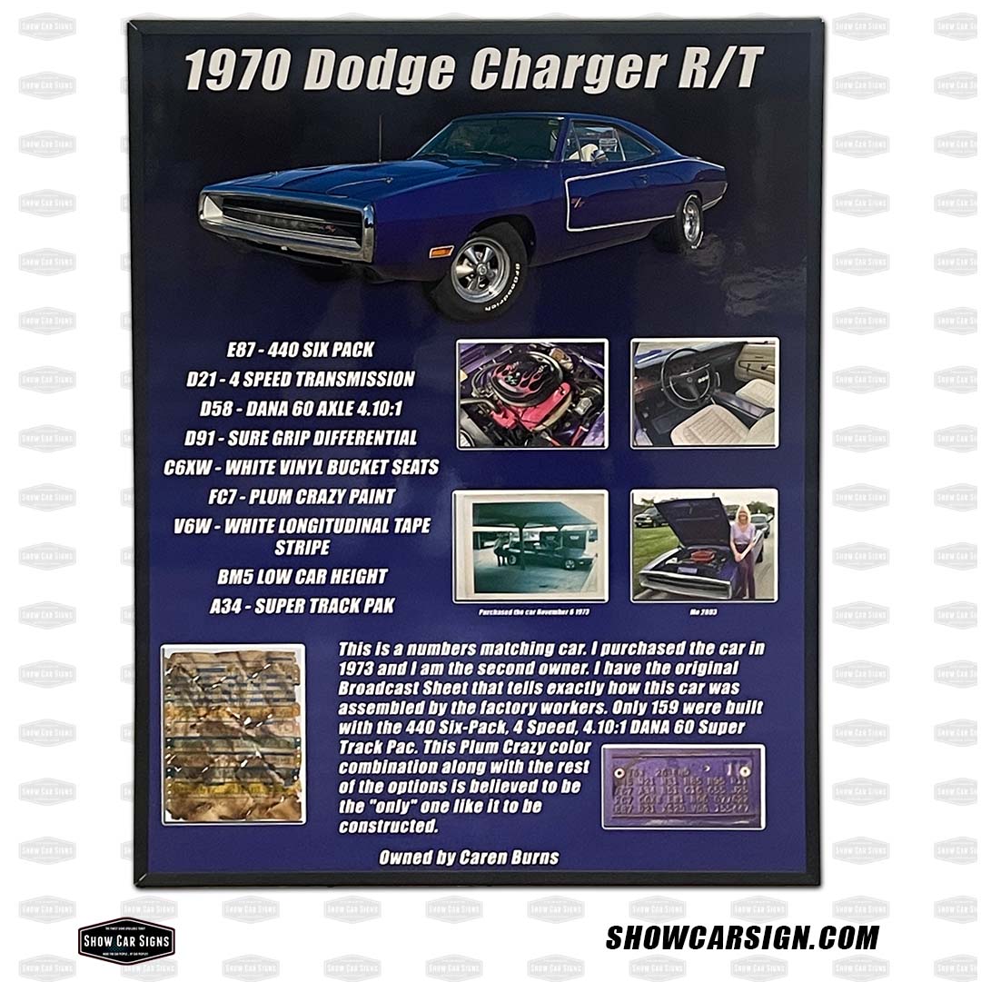 Dodge Charger RT Car Show Board