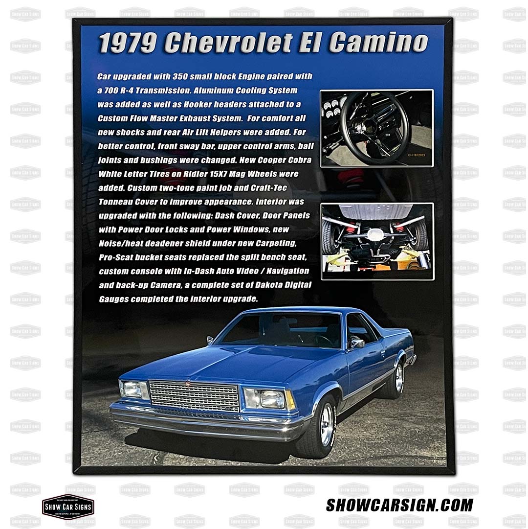 Chevy El Camino Car Show Board